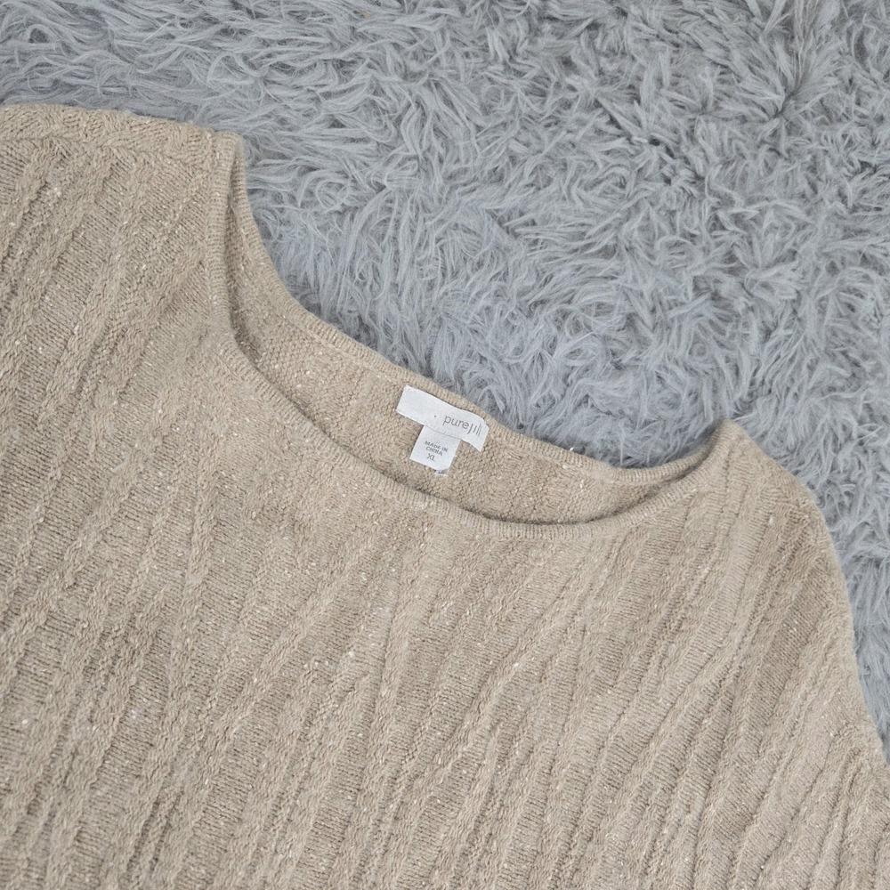 Pure Jill Womens XL Beige Sleeveless Wool Blend Round Neck‎ Sweater